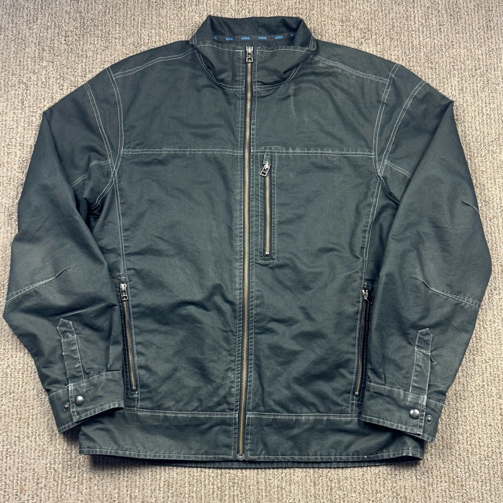 Kuhl Burr Jacket Fleece Lined Canvas Mens L Patina Dye Utility Gun Metal